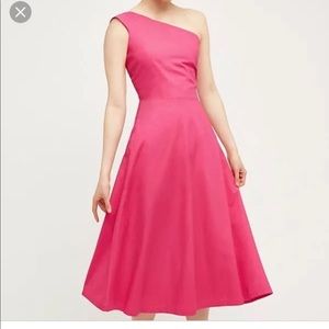 Anthropologie pink one shoulder dress size 2P